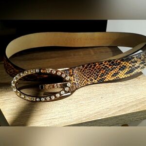 Guess Two Tone Cheetah Rhinstone Belt